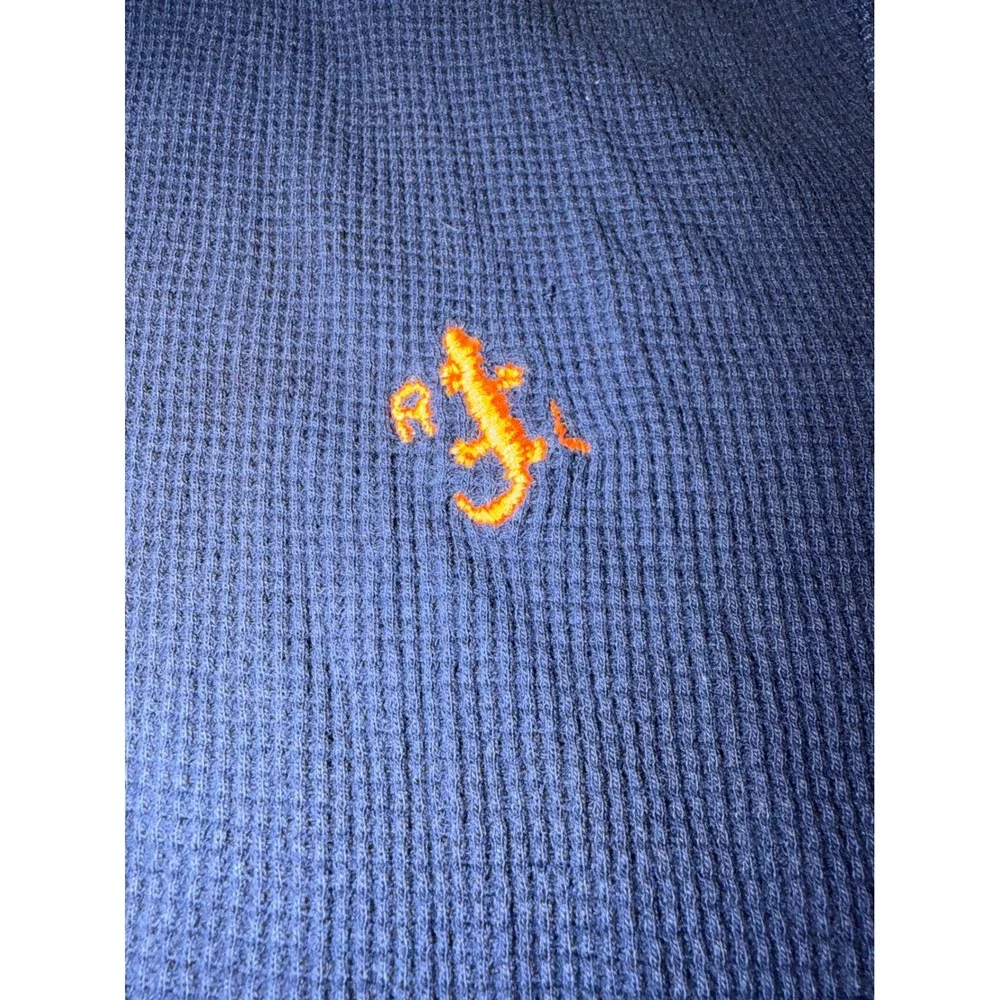 Polo Ralph Lauren Mens Waffle Knit Thermal Hoodie Navy Blue Lizard Logo Small‎